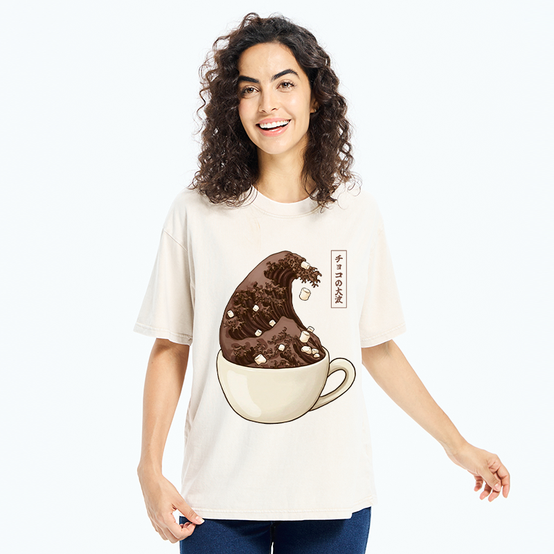 Tokyo-Tiger Coffee Wave Art Washed T-Shirt