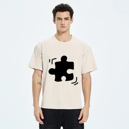 Tokyo-Tiger Black Puzzle Piece Washed T-Shirt