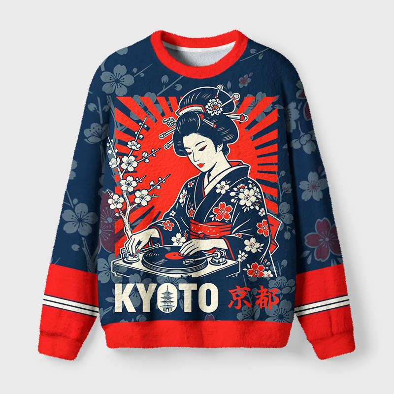 Tokyo-Tiger Kyoto Kimono Fuzzy Christmas Ugly Sweatshirt