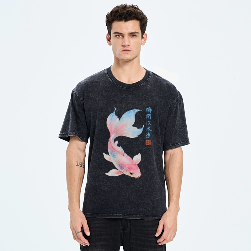 Tokyo-Tiger Koi Fish Dreamy Hues Washed T-Shirt