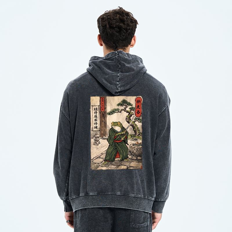 Tokyo-Tiger Samurai Frog Training Washed Zip Hoodie