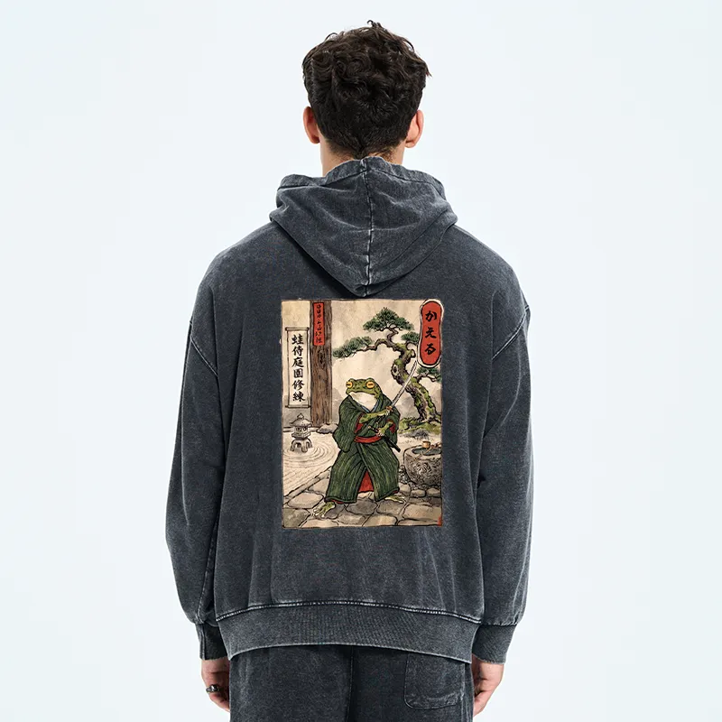 Tokyo-Tiger Samurai Frog Training Washed Zip Hoodie