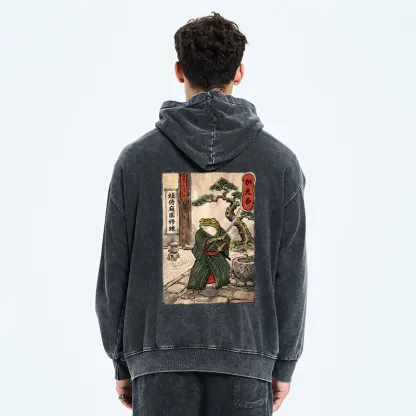 Tokyo-Tiger Samurai Frog Training Washed Zip Hoodie