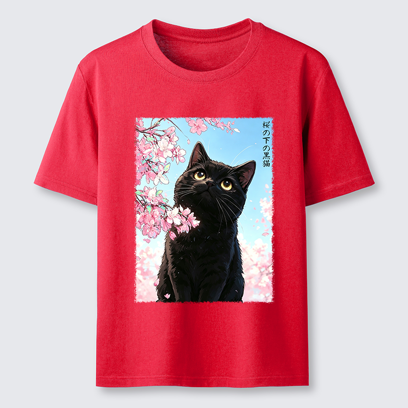 Tokyo-Tiger Japanese Sakura Black Cat Classic T-Shirt