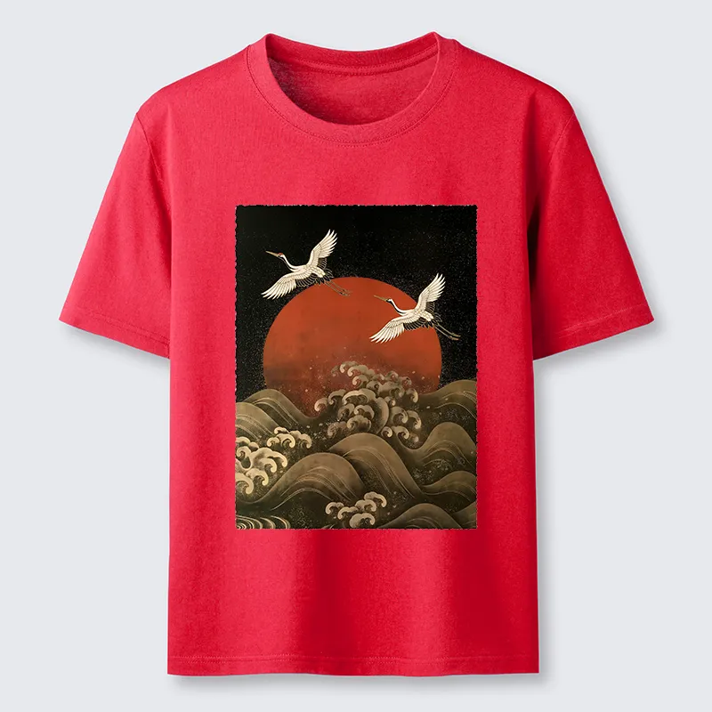 Tokyo-Tiger Japanese Crane Wave Art Classic T-Shirt Sale