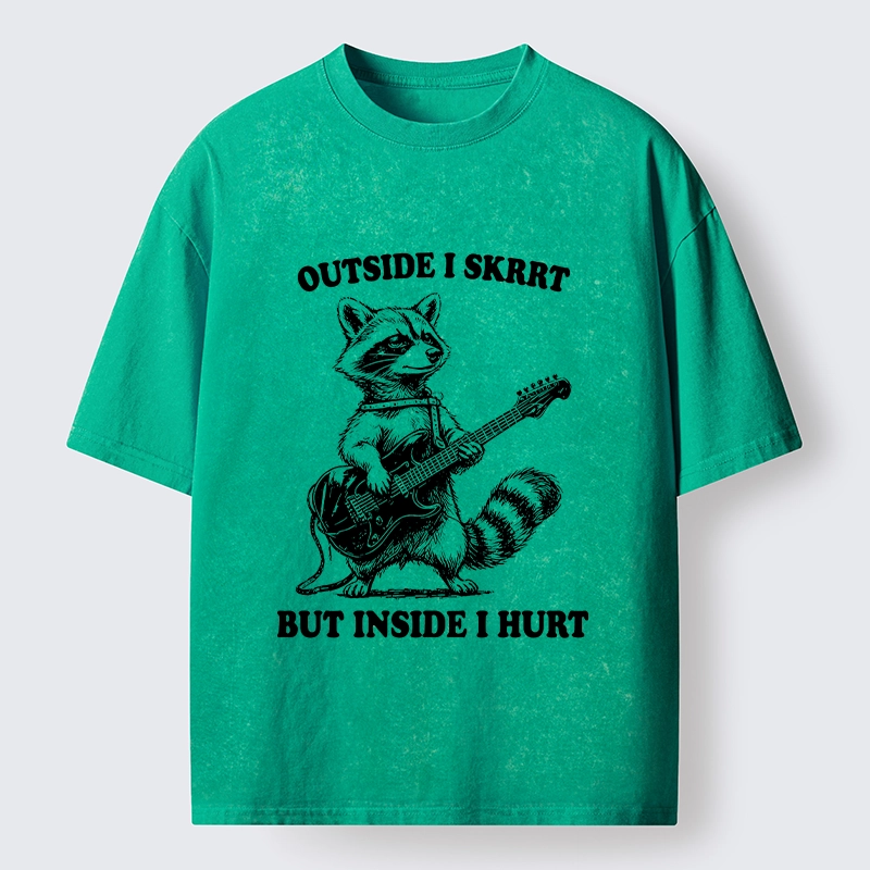Tokyo‑Tiger Funny Rock Raccoon Washed T‑Shirt