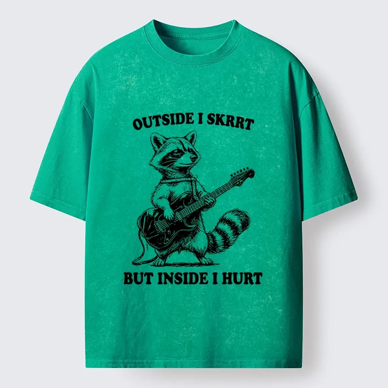 Tokyo‑Tiger Funny Rock Raccoon Washed T‑Shirt