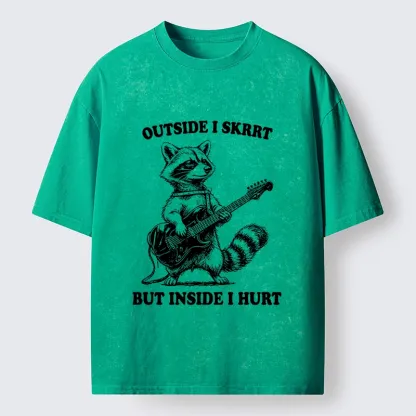 Tokyo‑Tiger Funny Rock Raccoon Washed T‑Shirt
