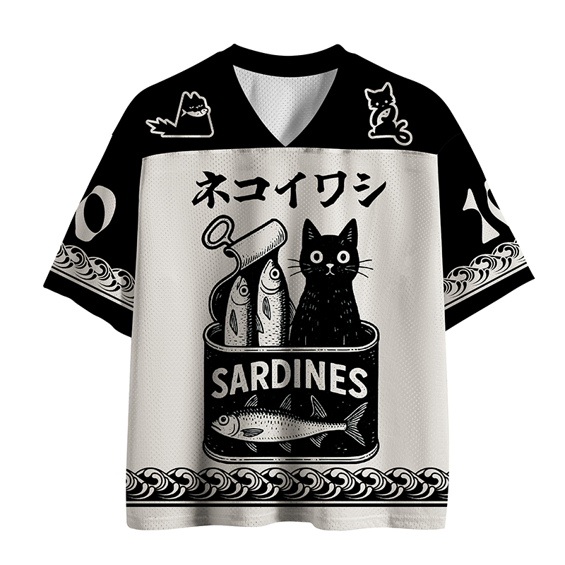 Tokyo-Tiger Cat And Canned Fish Mesh Jersey