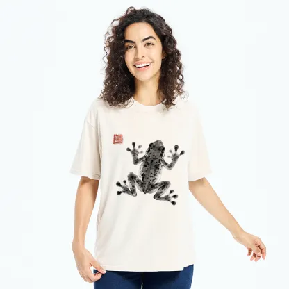 Tokyo-Tiger Ink Frog Painting Washed T-Shirt