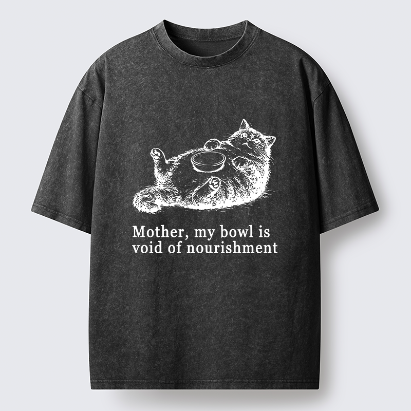 Tokyo‑Tiger Hungry Fat Cat Funny Washed T‑Shirt