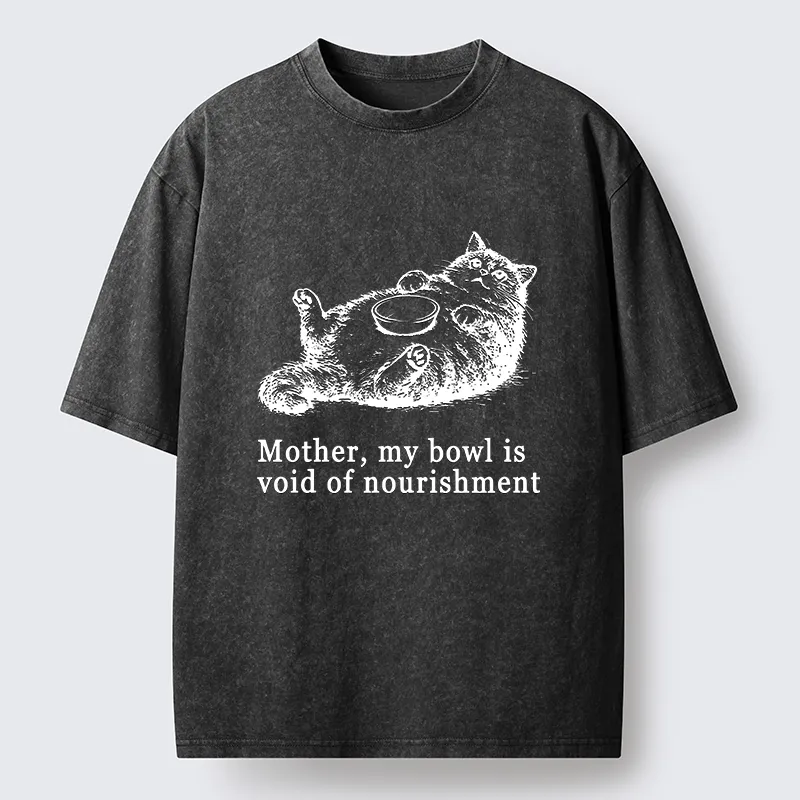 Tokyo‑Tiger Hungry Fat Cat Funny Washed T‑Shirt