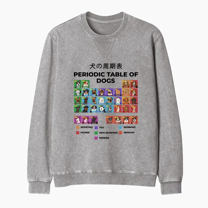 Tokyo-Tiger Periodic Table Of Dogs Washed Terry Sweatshirt