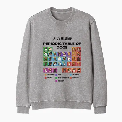 Tokyo-Tiger Periodic Table Of Dogs Washed Terry Sweatshirt