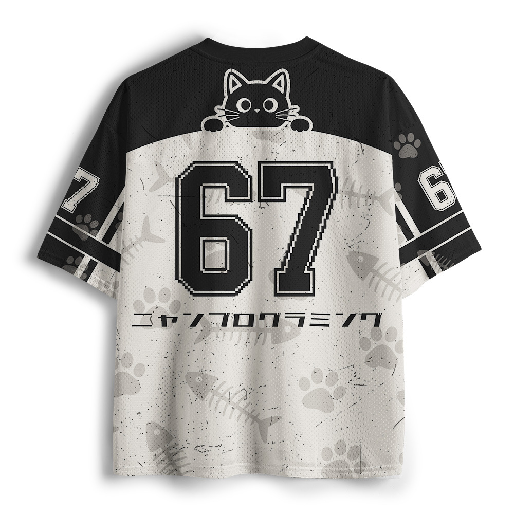 Tokyo-Tiger Japanese “PURR-OGRAMMING“ Cat Mesh Jersey