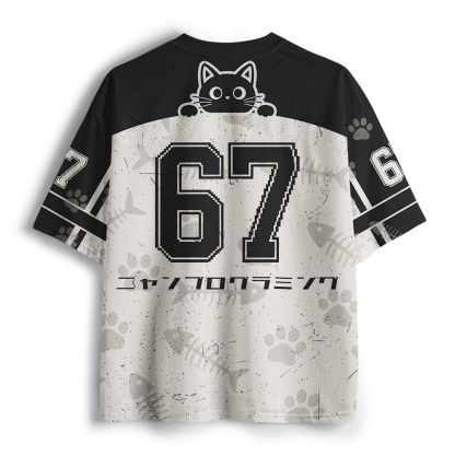 Tokyo-Tiger Japanese “PURR-OGRAMMING“ Cat Mesh Jersey