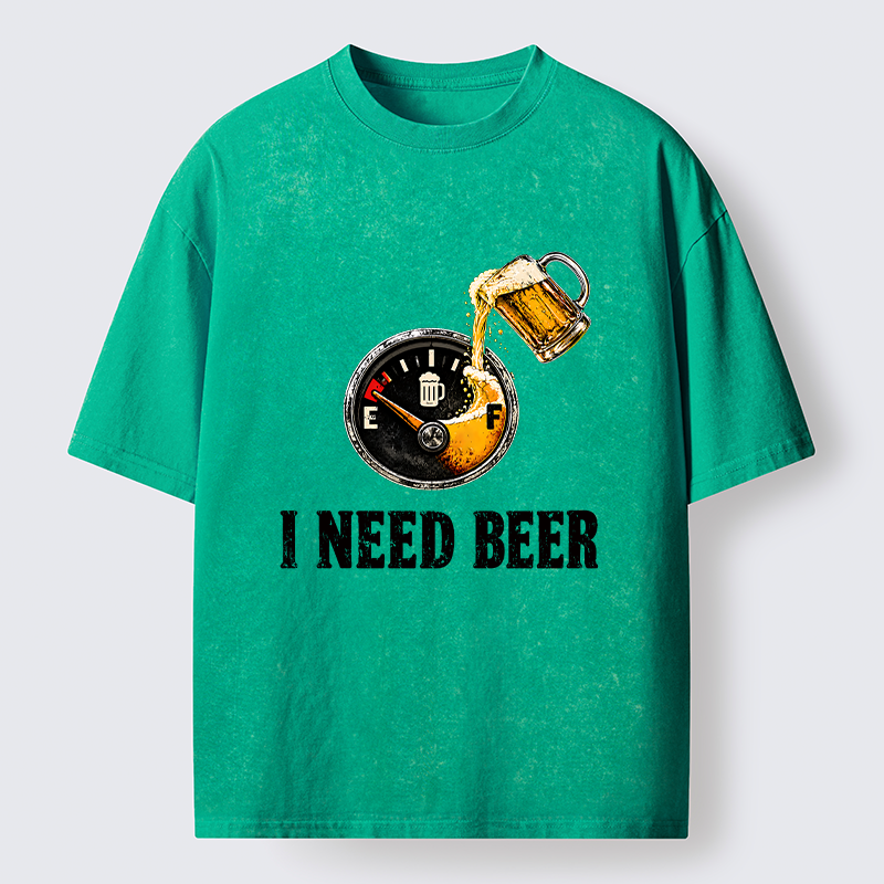 Tokyo-Tiger Low Fuel Beer Lover Meme Washed T-Shirt