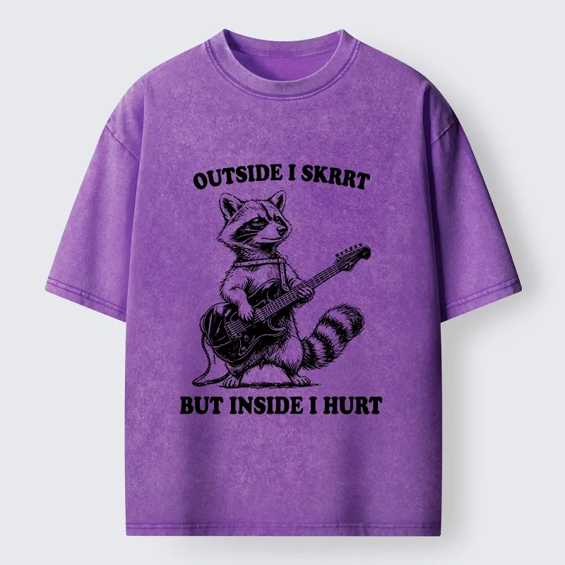 Tokyo‑Tiger Funny Rock Raccoon Washed T‑Shirt