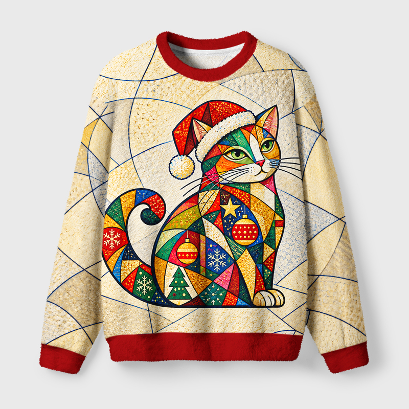 Tokyo-Tiger Abstract Cat Christmas Ugly Sweatshirt