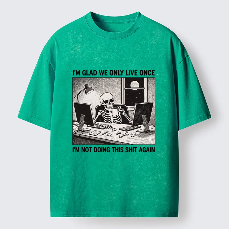 Tokyo-Tiger Funny Skeleton Coffee Break Meme Washed T-Shirt
