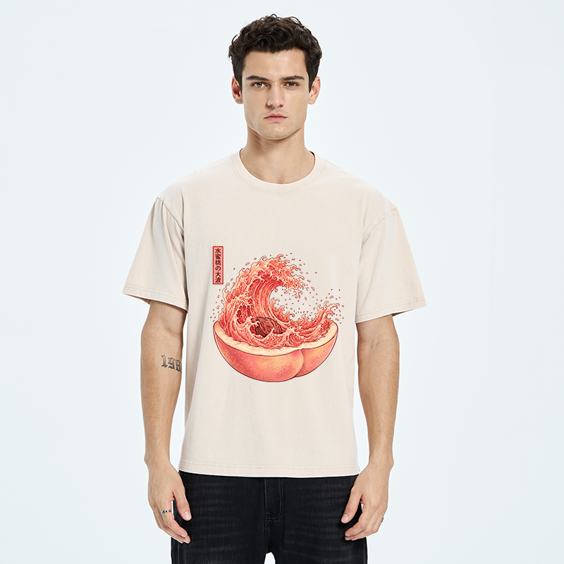 Tokyo-Tiger Vintage Peach Wave Washed T-Shirt
