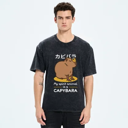 Tokyo-Tiger Spirit Animal Capybara Washed T-Shirt