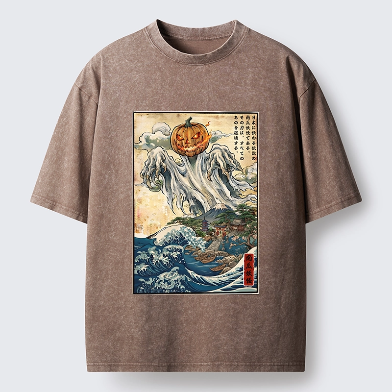 Tokyo‑Tiger Pumpkin Yokai Washed T‑Shirt