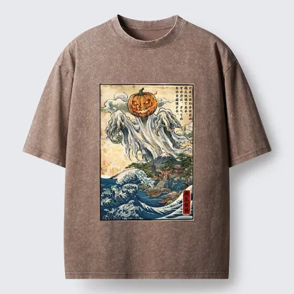 Tokyo‑Tiger Pumpkin Yokai Washed T‑Shirt