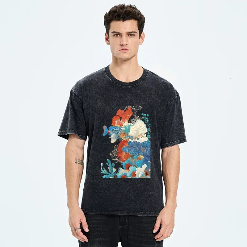Tokyo-Tiger Underwater Corals Washed T-Shirt