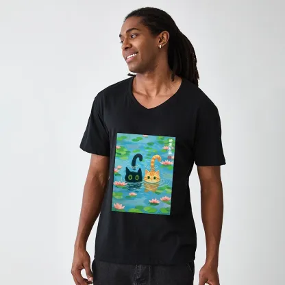 Tokyo-Tiger Cats In The Lotus Pond V-Neck Classic T-Shirt