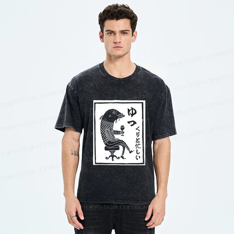 Tokyo-Tiger Retro Fishman Washed T-Shirt