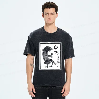 Tokyo-Tiger Retro Fishman Washed T-Shirt