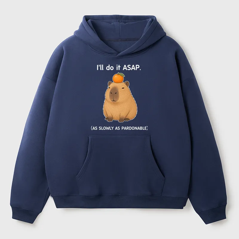 Tokyo-Tiger Slow Task Capybara Meme Adult Fleece Hoodie