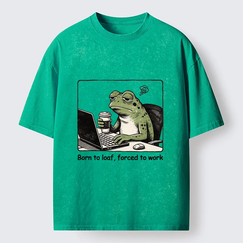 Tokyo-Tiger Working Frog Coffee Meme Washed T-Shirt