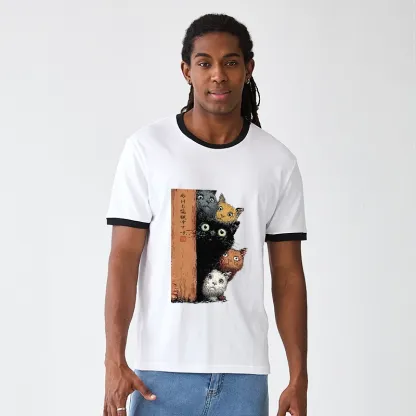 Tokyo-Tiger Five Cats Are Watching You Trim T-Shirt