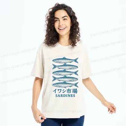 Tokyo-Tiger Japanese Sardines Market Washed T-Shirt