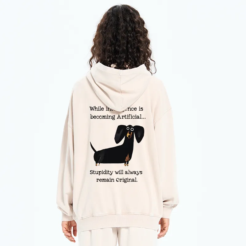 Tokyo-Tiger Dachshund Real Humor Funny Meme Washed Zip Hoodie