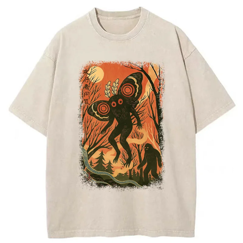 Tokyo-Tiger Vintage Bigfoot And Mothman Washed T-Shirt