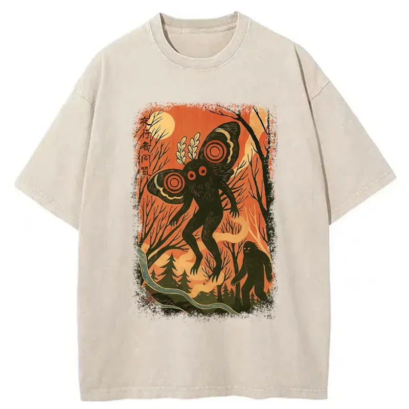 Tokyo-Tiger Vintage Bigfoot And Mothman Washed T-Shirt