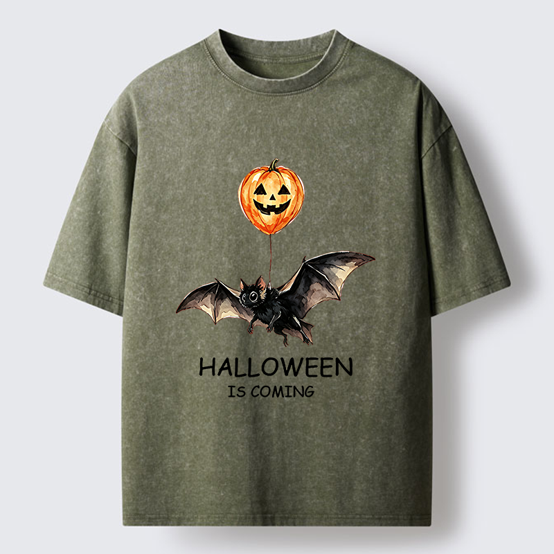 Tokyo‑Tiger Pumpkin Balloon Bat Meme Washed T‑Shirt