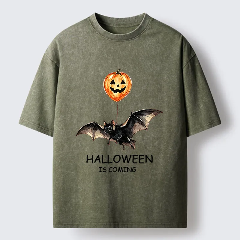 Tokyo‑Tiger Pumpkin Balloon Bat Meme Washed T‑Shirt