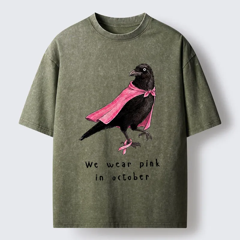 Tokyo-Tiger Pink Ribbon Raven Breast Cancer Awareness Washed T-Shirt