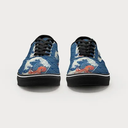 Tokyo-Tiger Great Wave Off Octopus Canvas Shoes