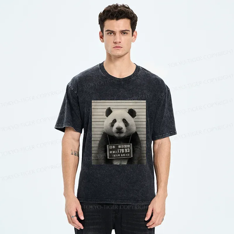 Tokyo-Tiger Arrested Panda Washed T-Shirt