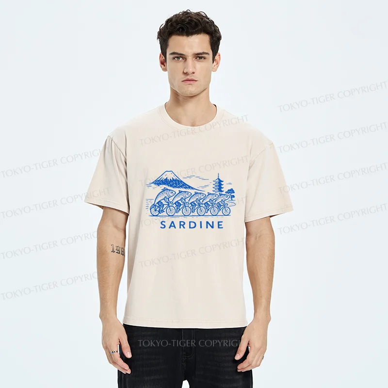 Tokyo-Tiger Sardines Bike Race Washed T-Shirt