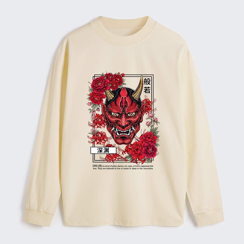 Tokyo-Tiger Cool Oni Floral Art Classic Long Sleeve T-Shirt