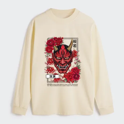 Tokyo-Tiger Cool Oni Floral Art Classic Long Sleeve T-Shirt