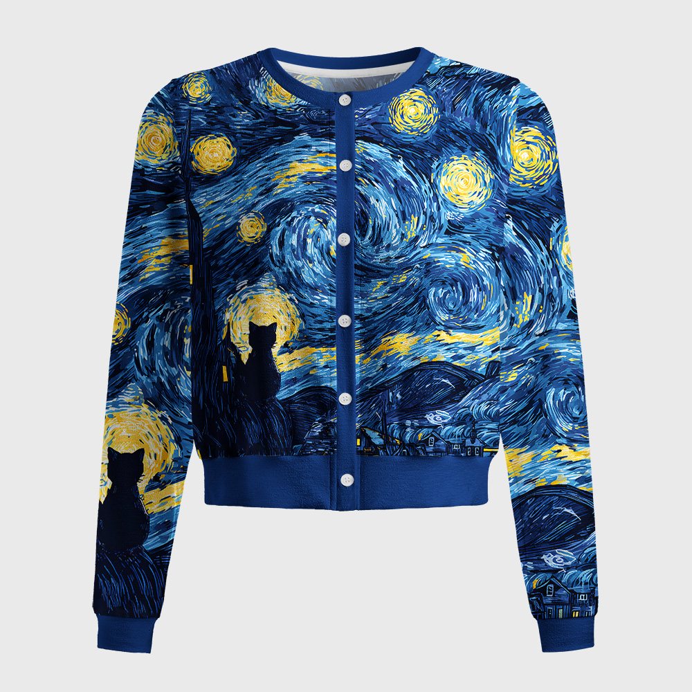 Tokyo-Tiger Cat Under The Stars Women's Lightweight Cardigan