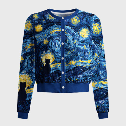 Tokyo-Tiger Cat Under The Stars Women's Lightweight Cardigan