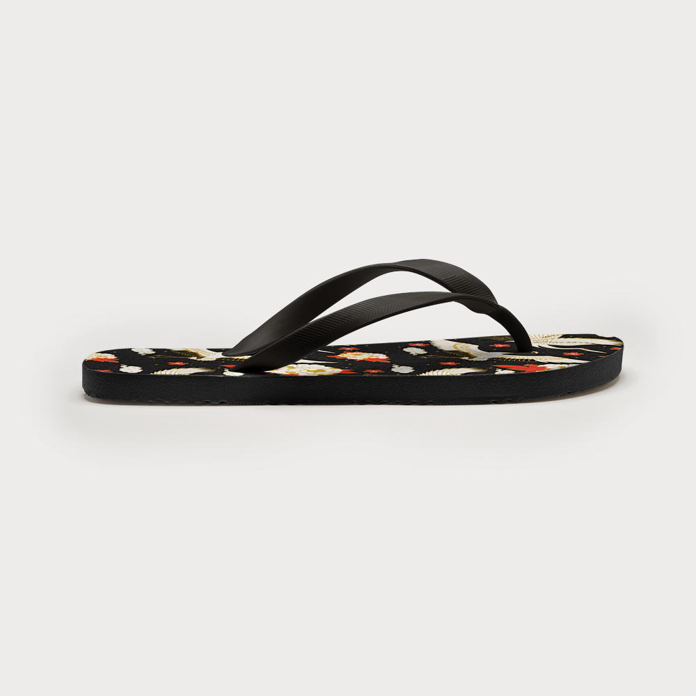 Tokyo-Tiger Celestial Cranes And Blossoms Flip Flops